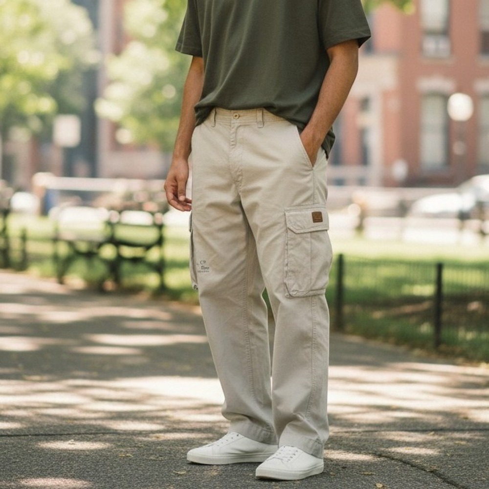 VTG POLO RALPH LAUREN Pants Men Utility Cargo Combat 40x30 Khaki Carpenter  1773